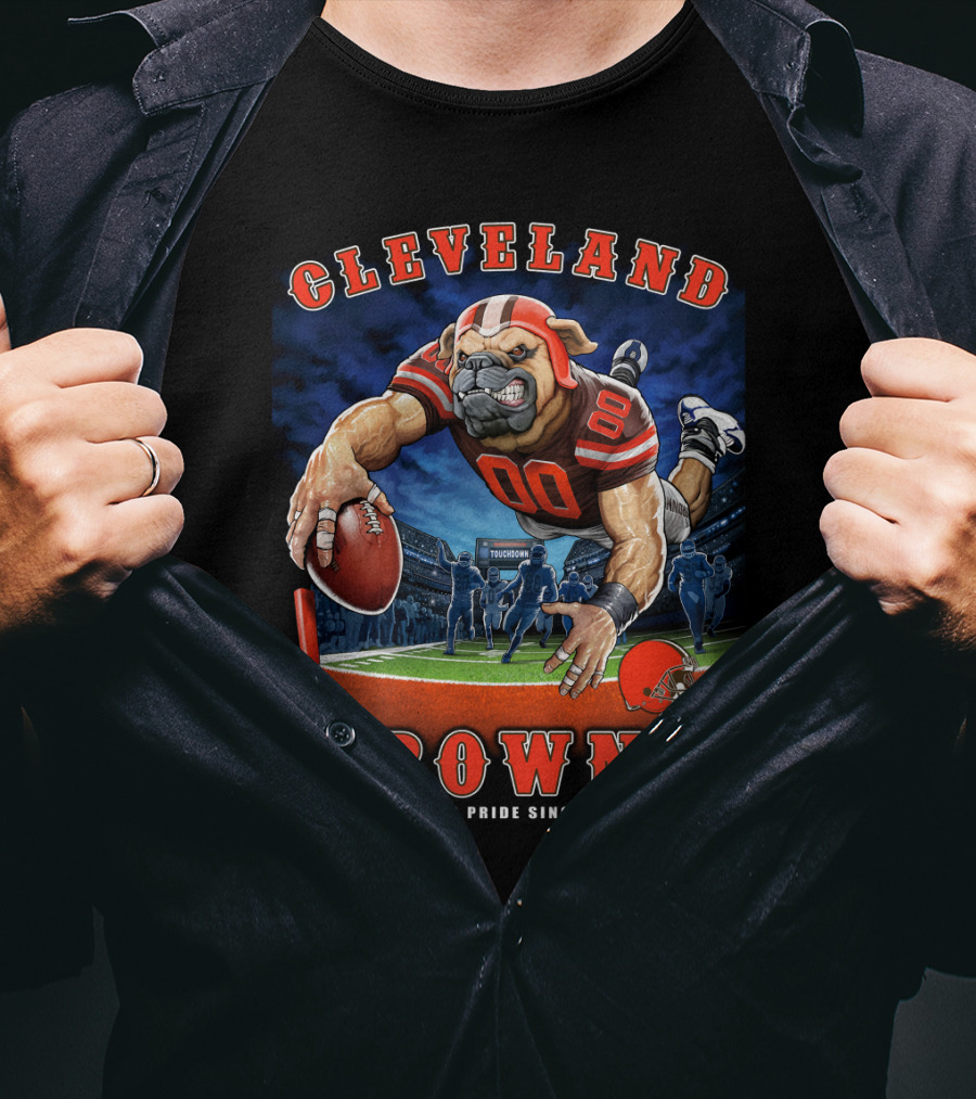 Cleveland Browns Pride Since 1946 End Zone Football Bulldog T-Shirt