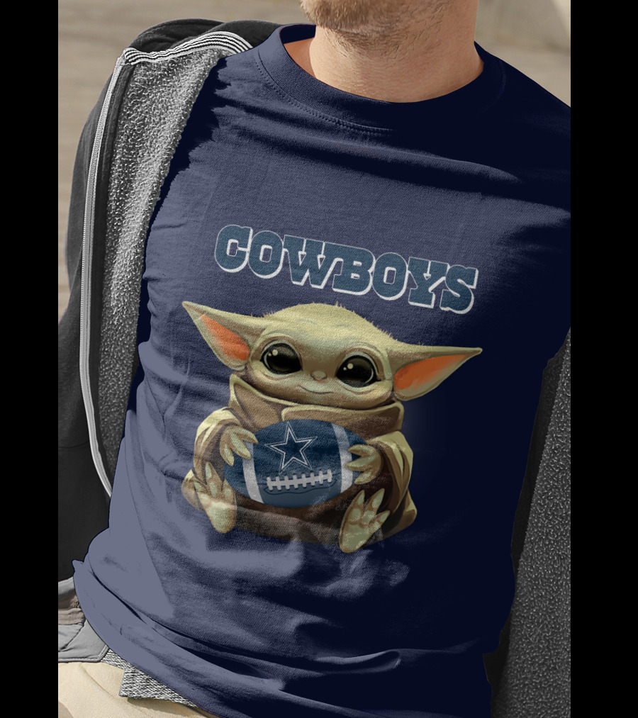 Cowboys Baby Yoda Holding Dallas Cowboys Football T-Shirt