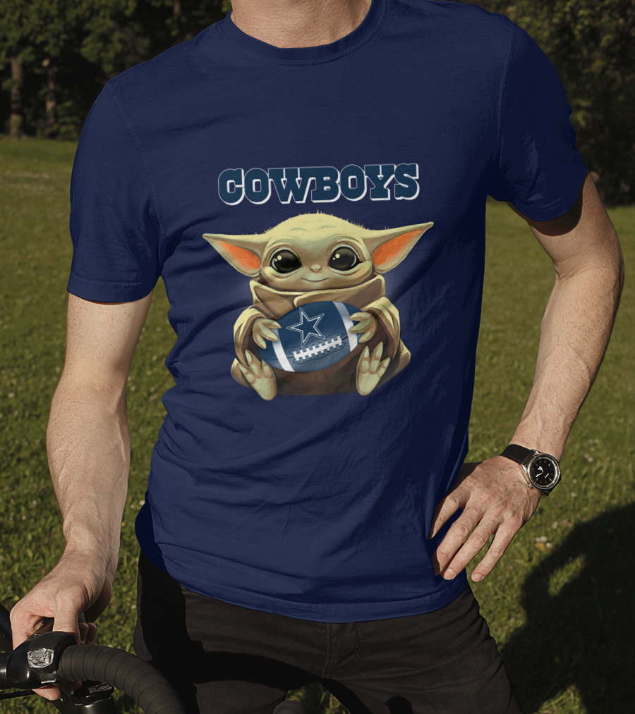 Cowboys Baby Yoda Holding Dallas Cowboys Football T-Shirt