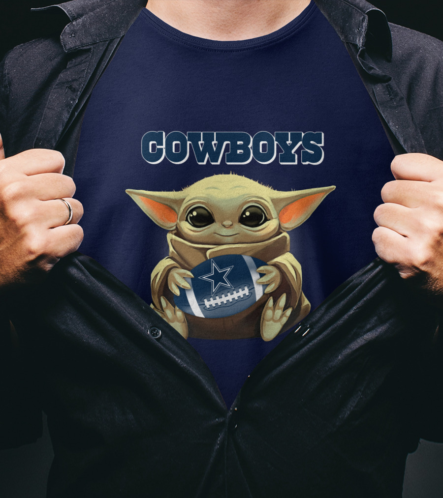Cowboys Baby Yoda Holding Dallas Cowboys Football T-Shirt