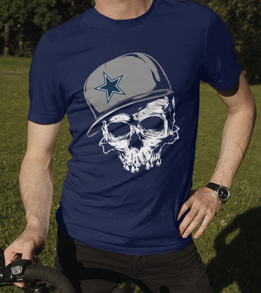 Dallas Cowboys Skull With Star Emblem Cap T-Shirt