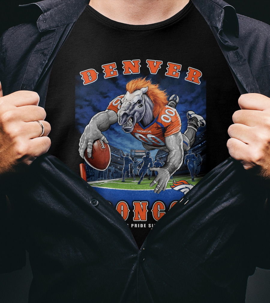 Denver Broncos Pride Since 1960 - End Zone Nfl Football With Mascot And Team Spirit T-Shirt