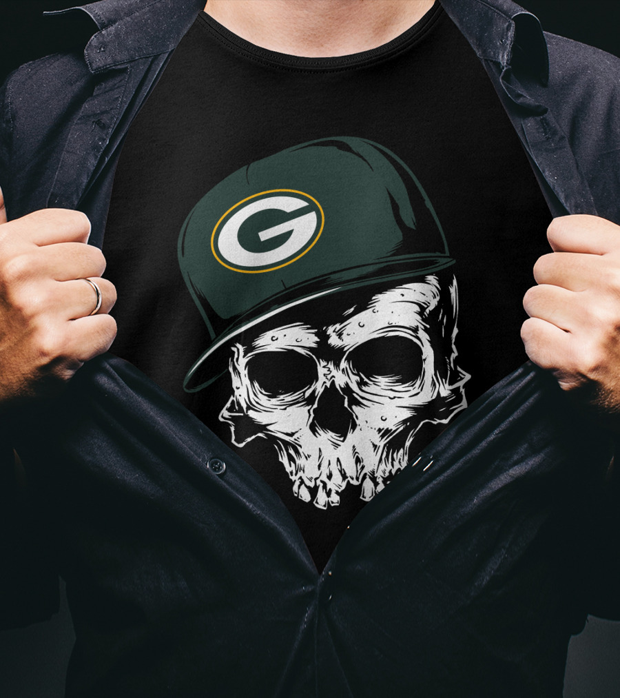 Green Bay Packers Skull Cap T-Shirt