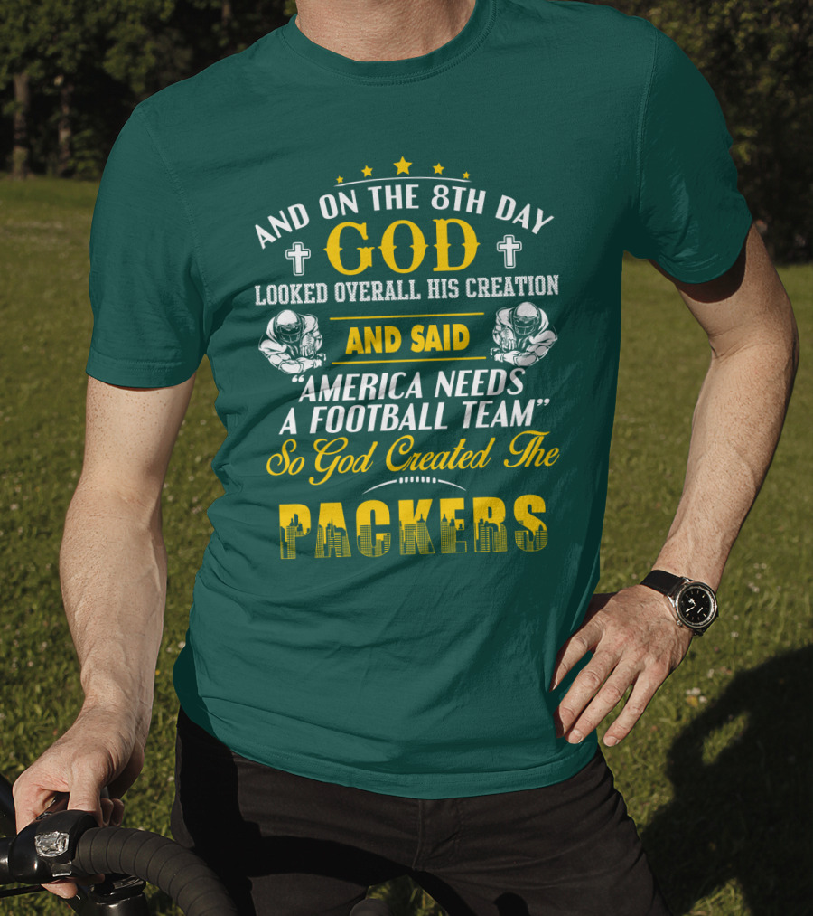 God Created The Packers Football Team Sacred Creation Theme T-Shirt