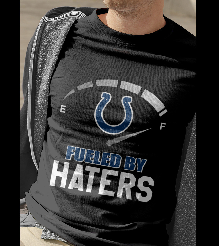 Indianapolis Colts Fueled By Haters Speedometer E F Horseshoe Symbol T-Shirt