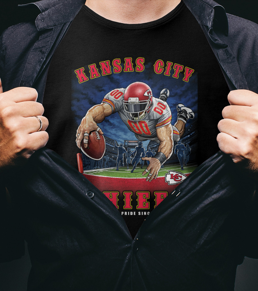 Kansas City Chiefs Pride Since 1960 End Zone Football Action T-Shirt