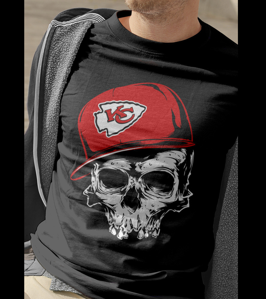 Kansas City Chiefs Skull With Red Cap T-Shirt