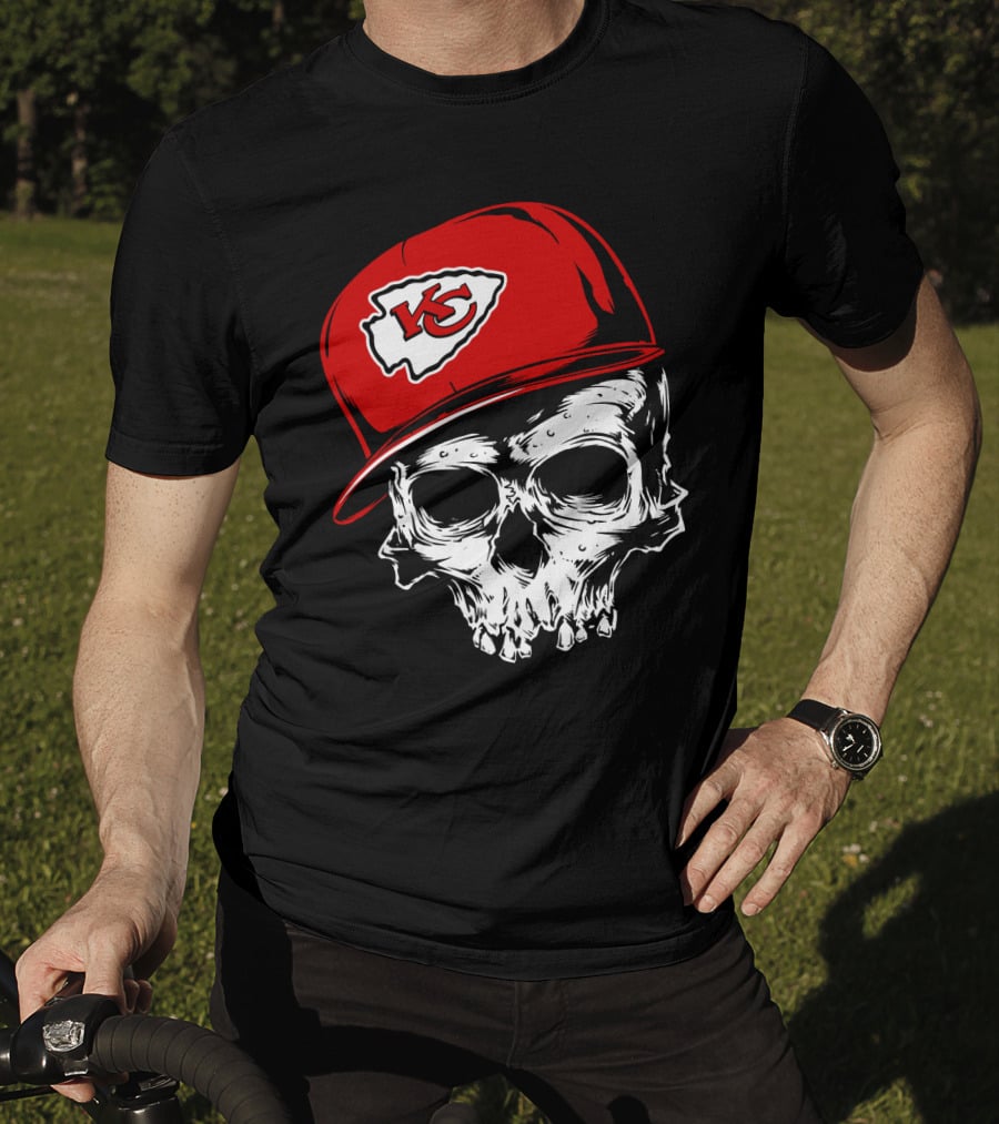 Kansas City Chiefs Skull With Red Cap T-Shirt
