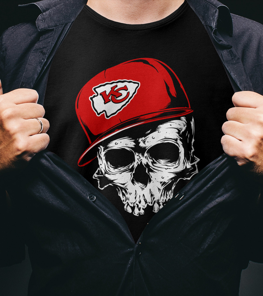 Kansas City Chiefs Skull With Red Cap T-Shirt