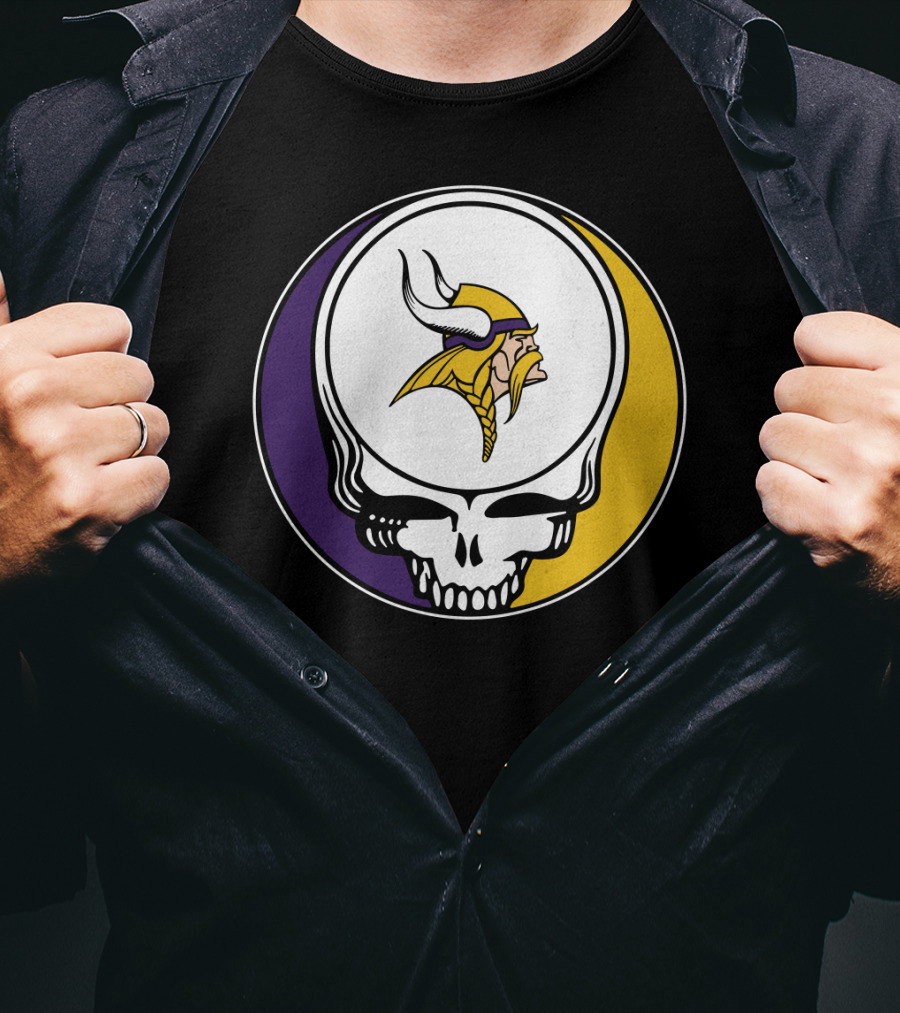 GRATEFUL DEAD Vikings Logo Skull Helmet T-Shirt