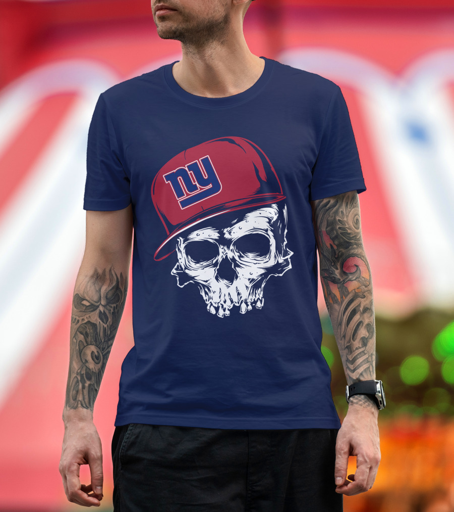 New York Giants Ny Skull Cap Red T-Shirt