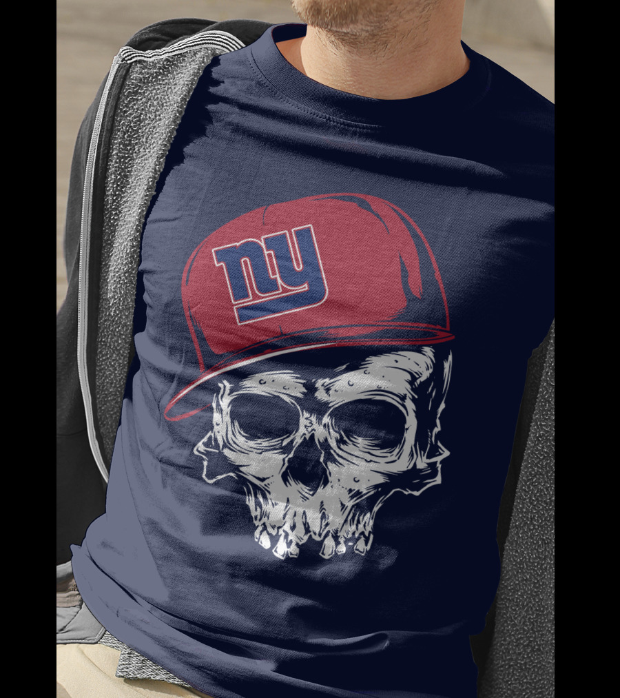 New York Giants Ny Skull Cap Red T-Shirt