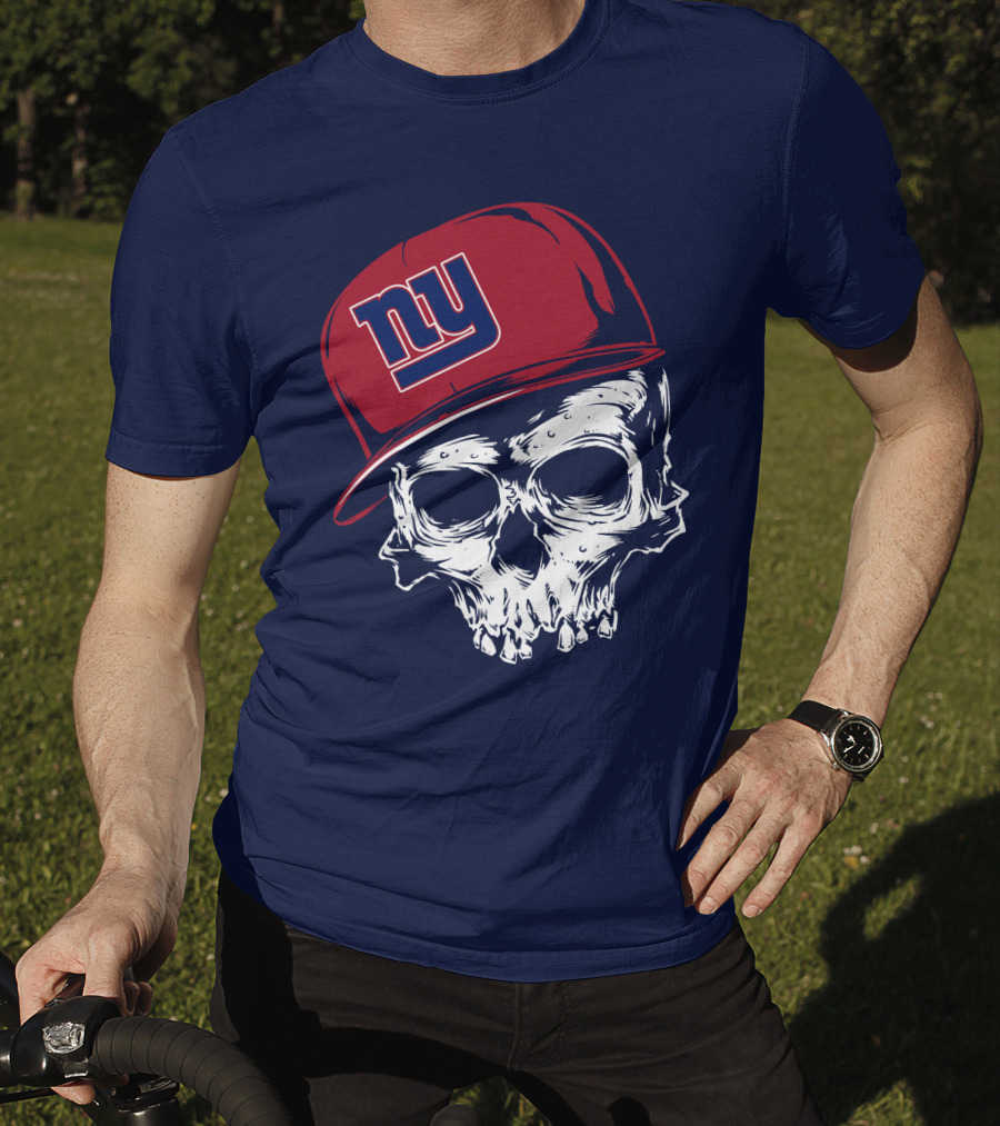 New York Giants Ny Skull Cap Red T-Shirt