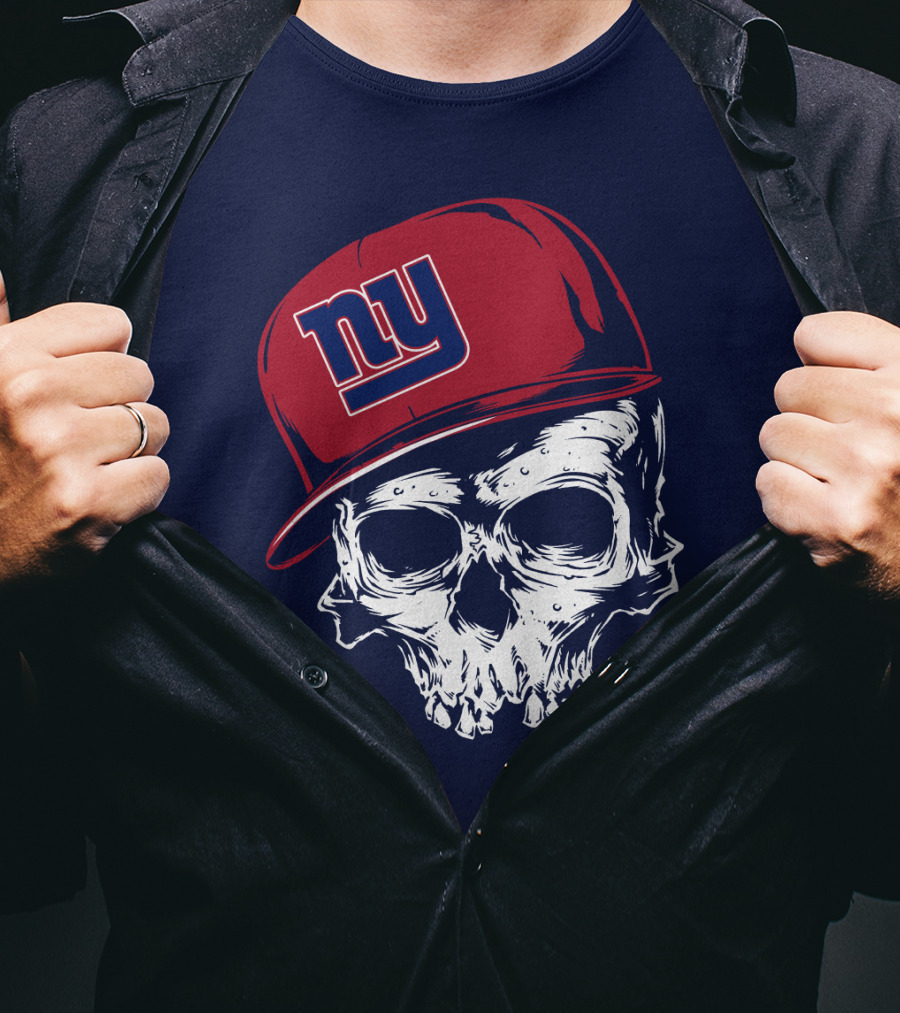 New York Giants Ny Skull Cap Red T-Shirt