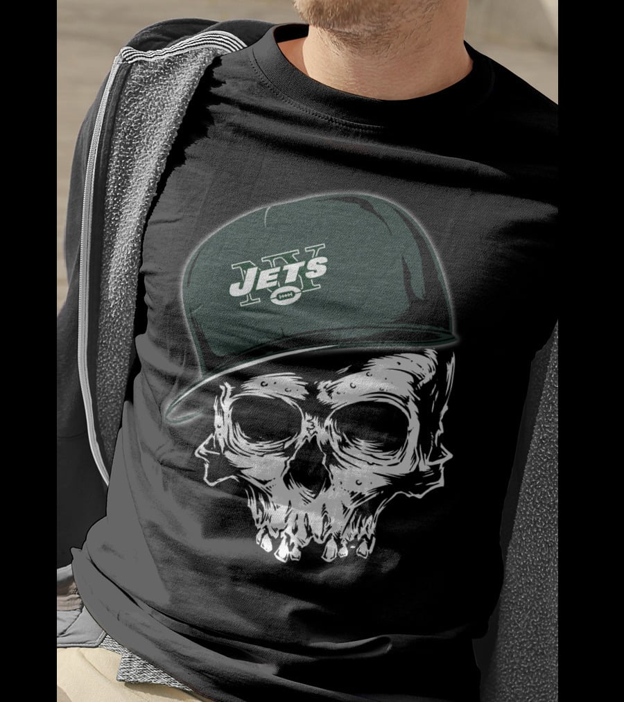 New York Jets Skull With Cap T-Shirt