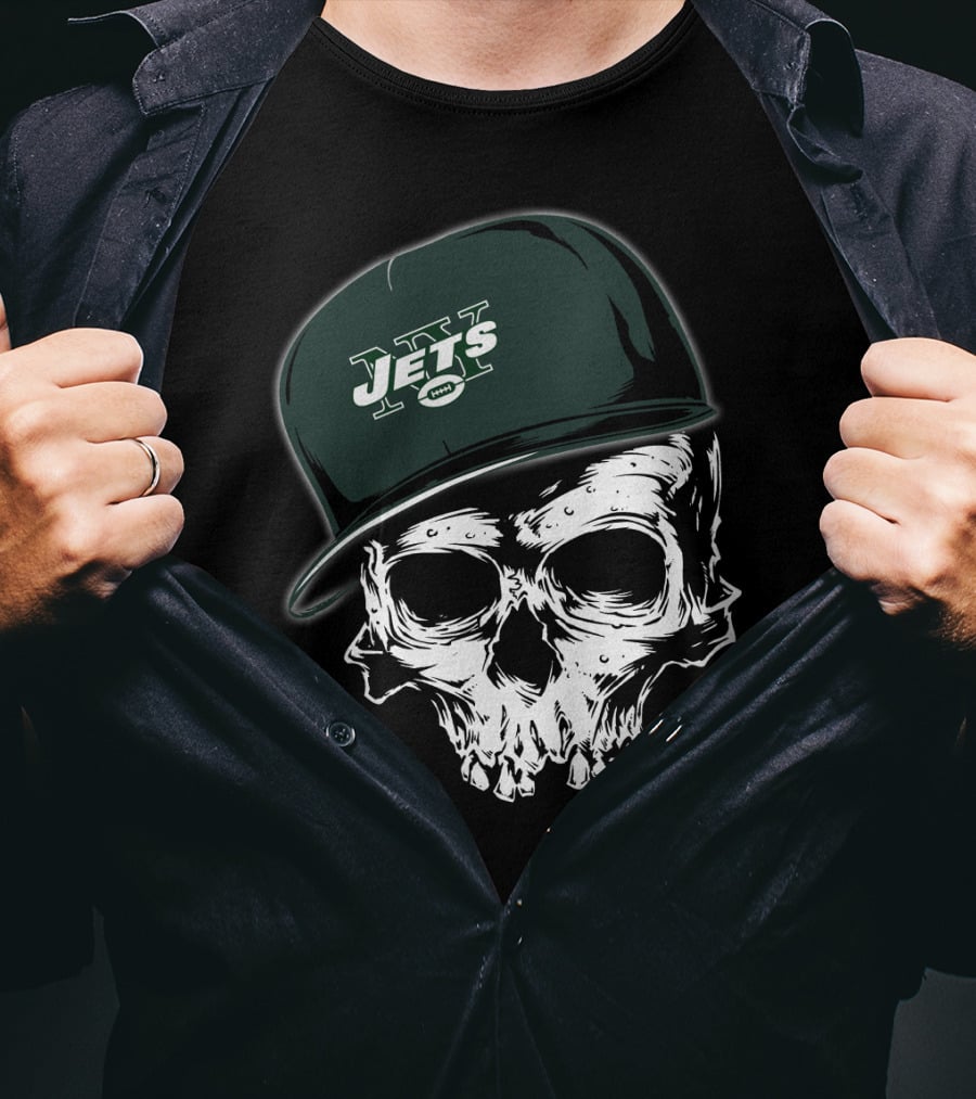 New York Jets Skull With Cap T-Shirt