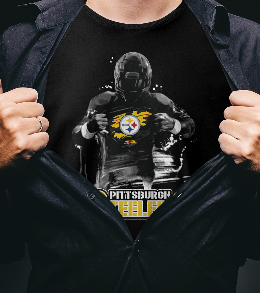 Pittsburgh Steelers Superhero Style Emblem Fan Pride T-Shirt