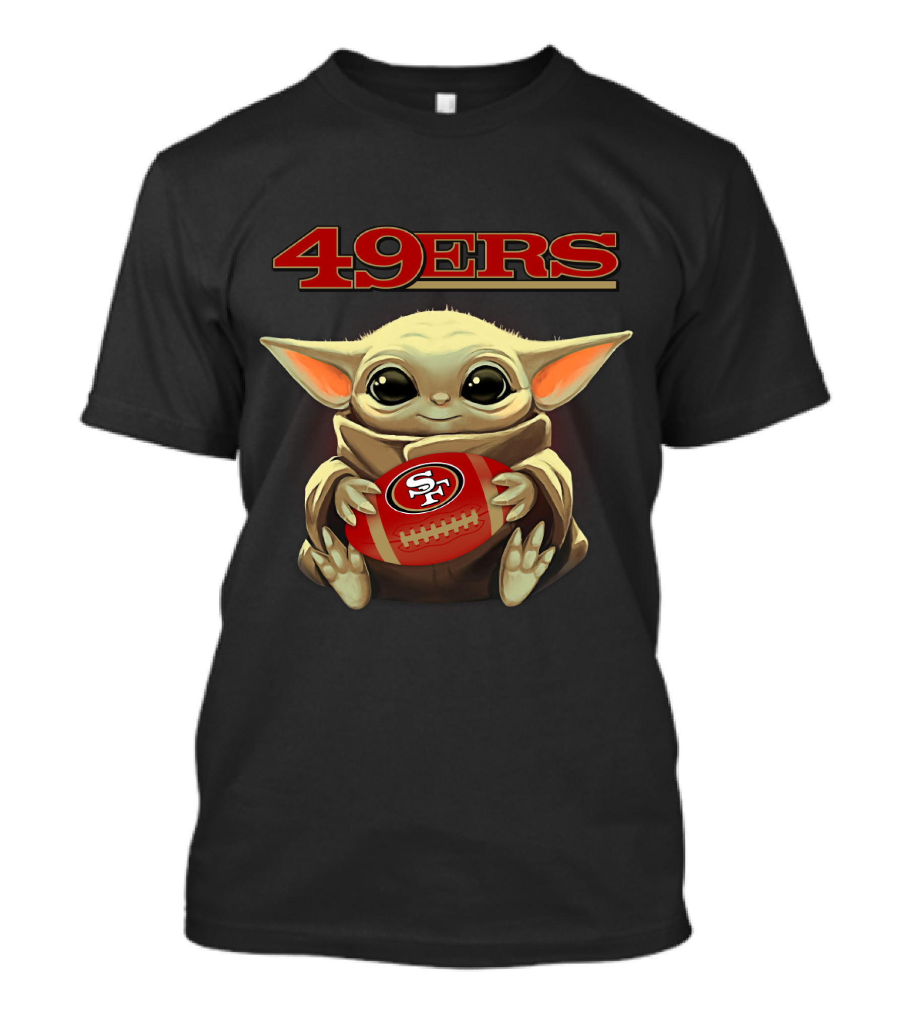 49ers Baby Yoda Holding Sf Football T-Shirt