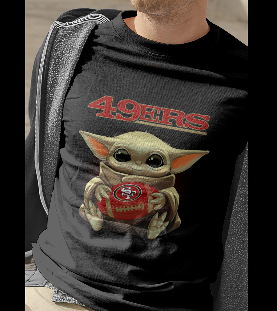 49ers Baby Yoda Holding Sf Football T-Shirt
