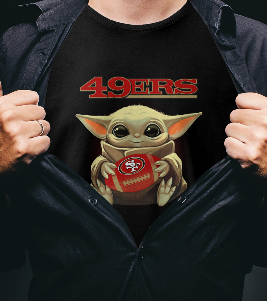 49ers Baby Yoda Holding Sf Football T-Shirt