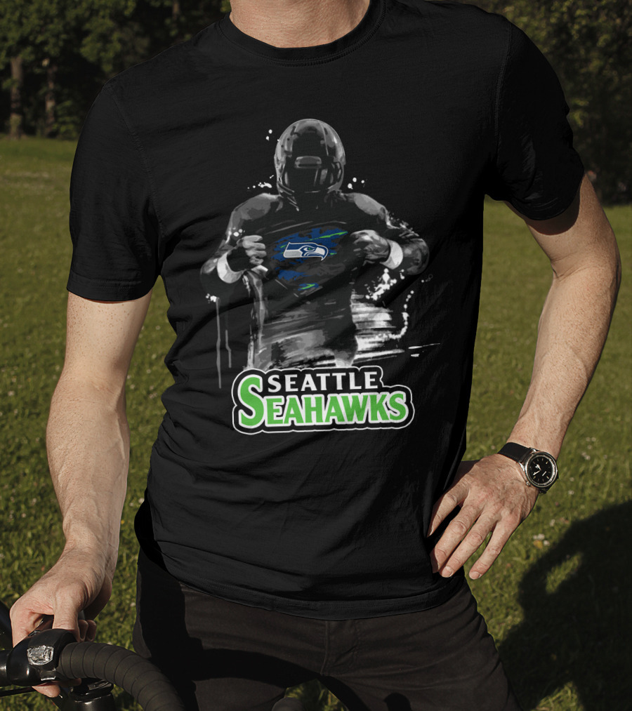 Seattle Seahawks Football Fan Heroic Logo Reveal T-Shirt