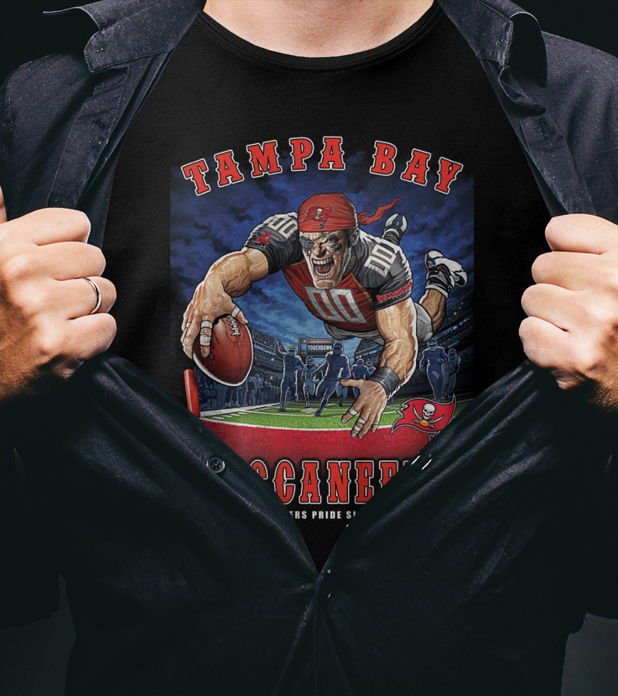 Tampa Bay Buccaneers Pride Since 1976 End Zone Football Action T-Shirt