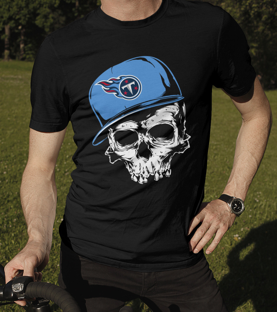 Tennessee Titans Skull With Cap And Iconic Team T-Shirt