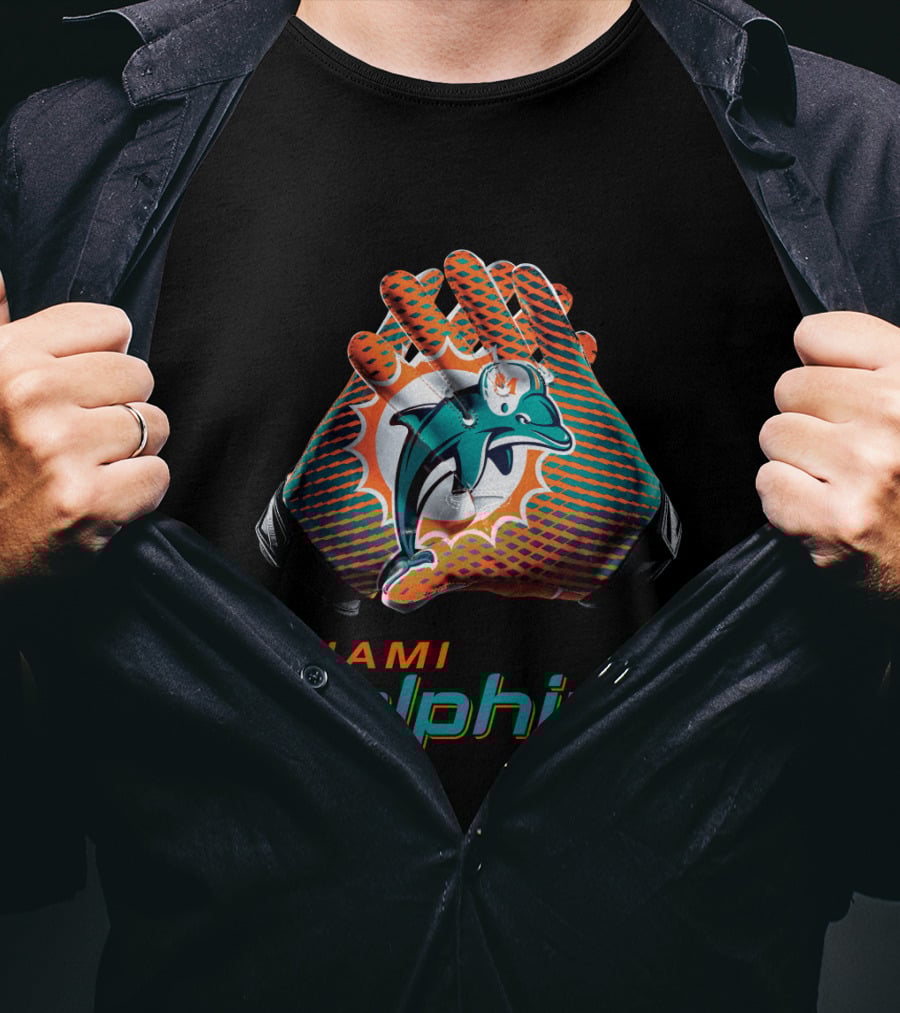 Miami Dolphins Nfl Team Gloves Fan T-Shirt