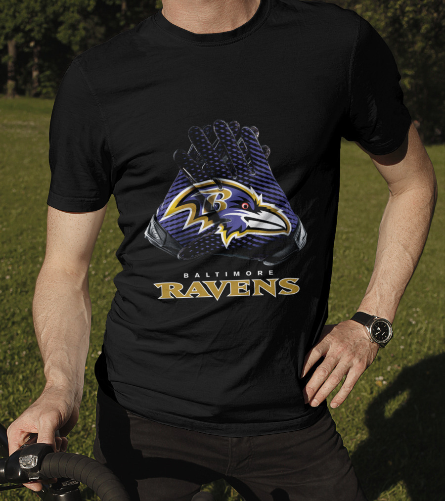 Baltimore Ravens Nfl Gloves Football Team Logo Bold T-Shirt