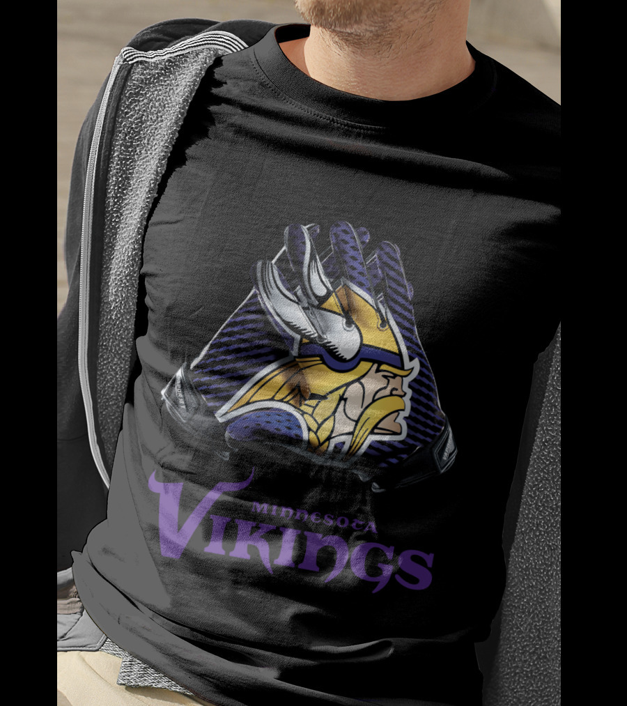 Minnesota Vikings Nfl Gloves Iconic Team T-Shirt