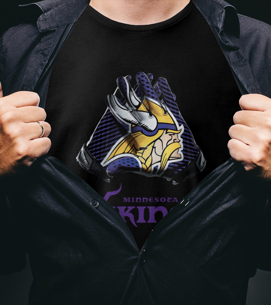 Minnesota Vikings Nfl Gloves Iconic Team T-Shirt