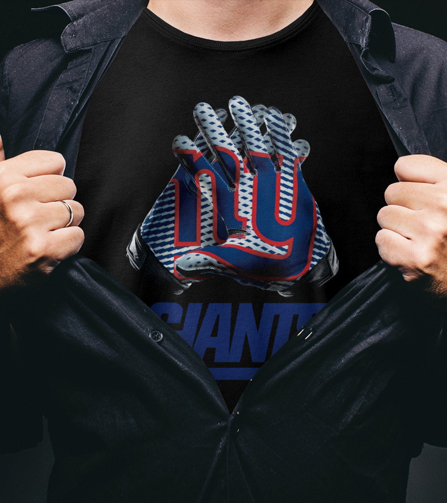 New York Giants Ny Logo Nfl Gloves T-Shirt