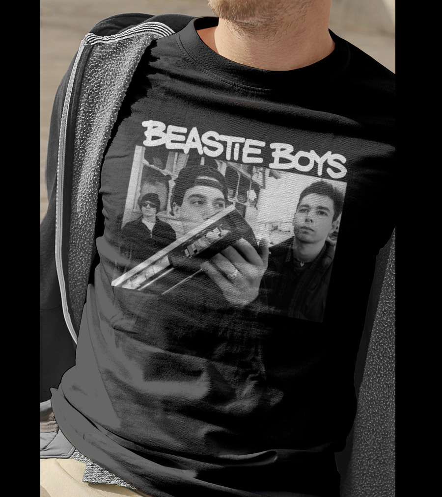 Beastie Boys Holding Boom Box Black And White Photo T-Shirt