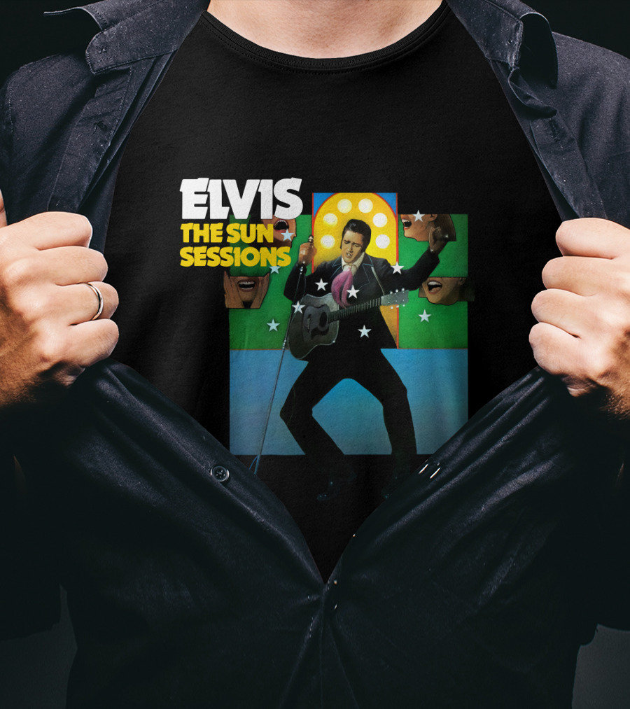 ELVIS The Sun Sessions Iconic Performance Imagery With Guitar And Microphone T-Shirt
