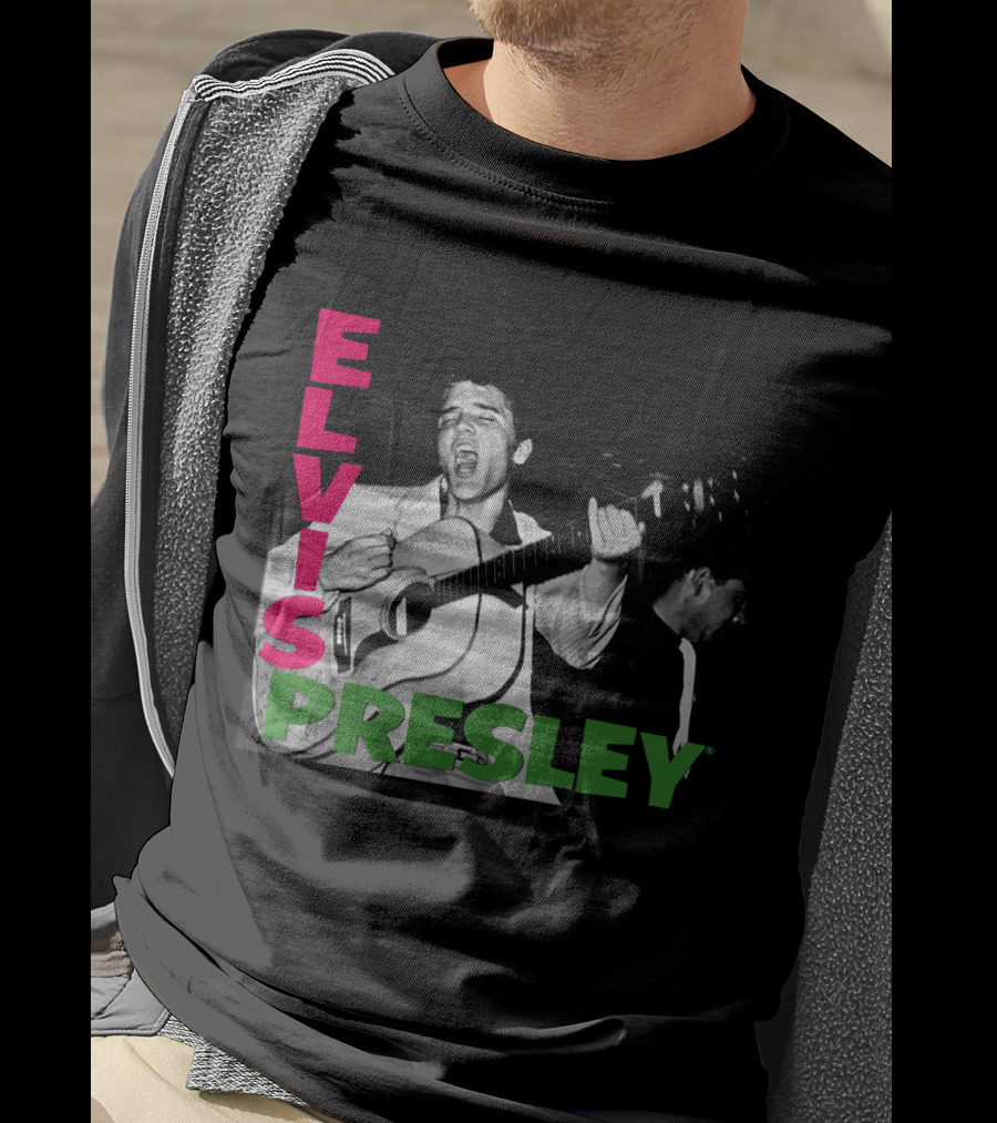 Elvis Presley Guitar Performance Iconic Vintage Image T-Shirt