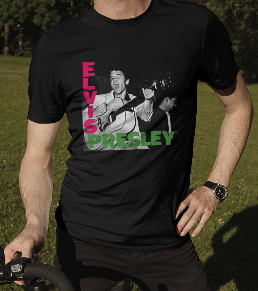 Elvis Presley Guitar Performance Iconic Vintage Image T-Shirt