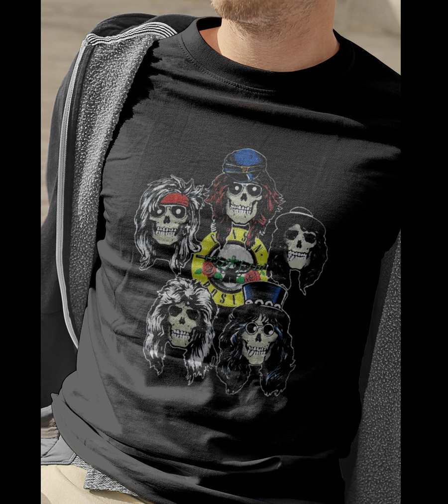 Guns N' Roses Skull Band Members Art T-Shirt