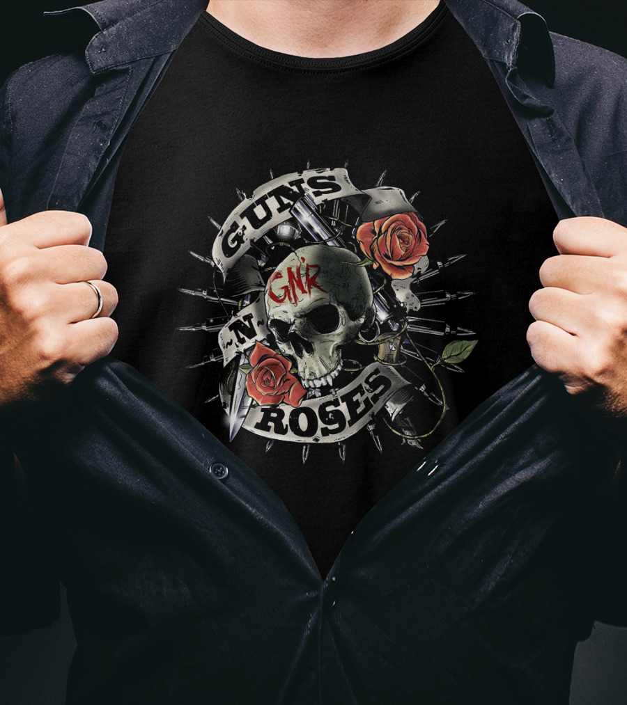 Guns N' Roses Gnr Skull Roses And Pistols T-Shirt