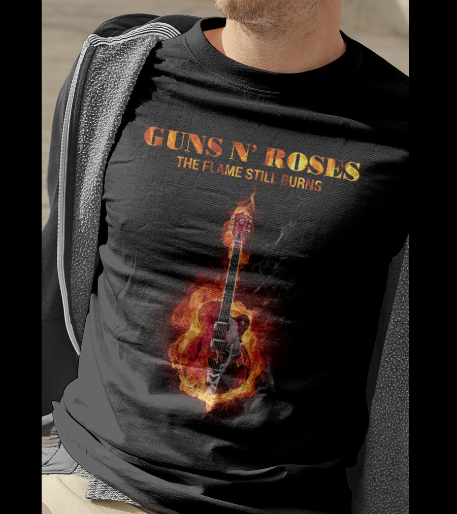 Guns N' Roses The Flame Still Burns Guitar Fire T-Shirt