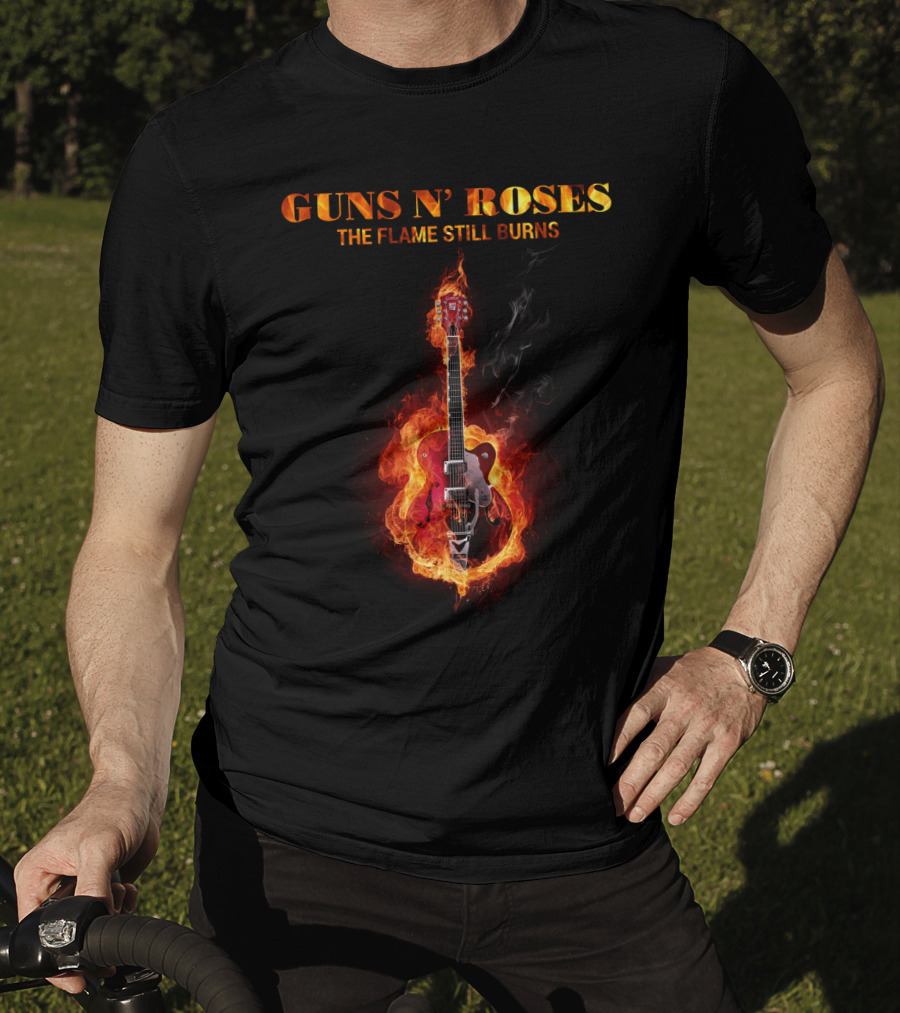 Guns N' Roses The Flame Still Burns Guitar Fire T-Shirt