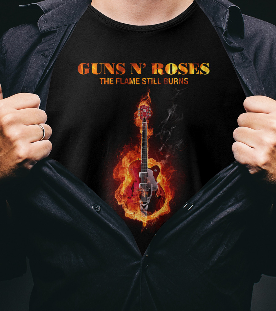 Guns N' Roses The Flame Still Burns Guitar Fire T-Shirt
