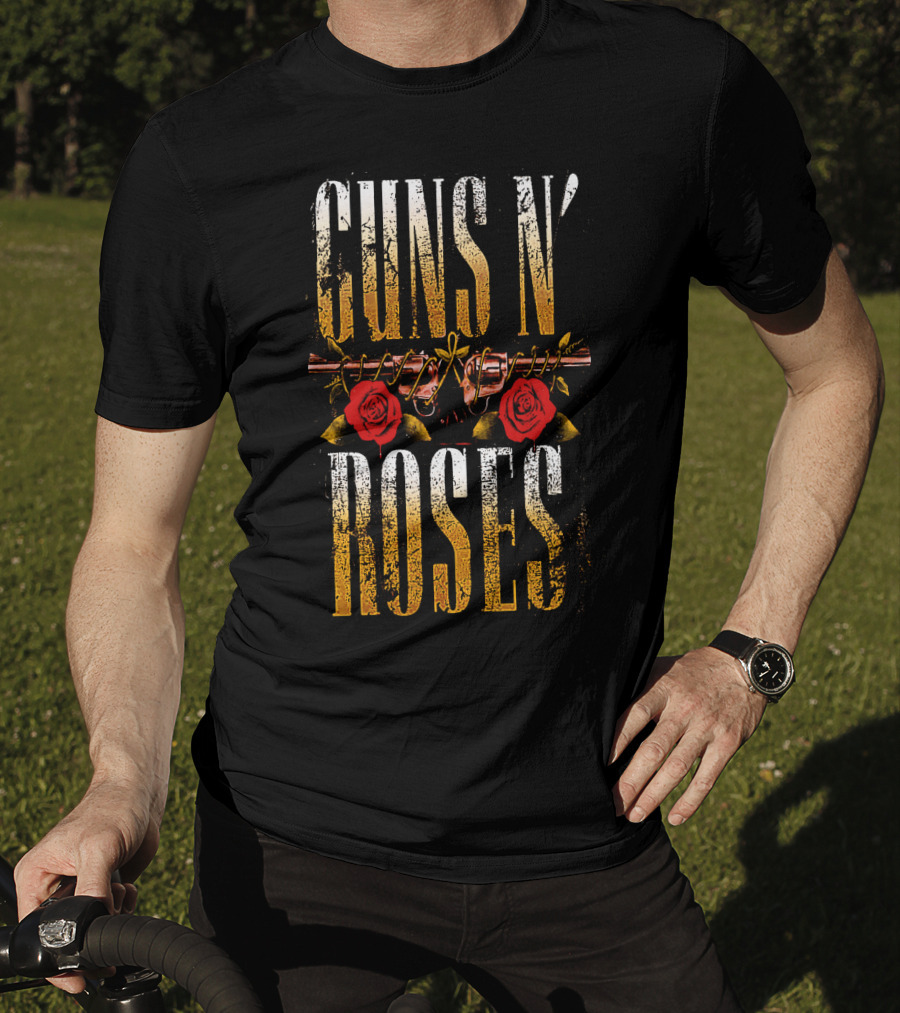 Guns N' Roses Dual Pistols With Red Roses T-Shirt