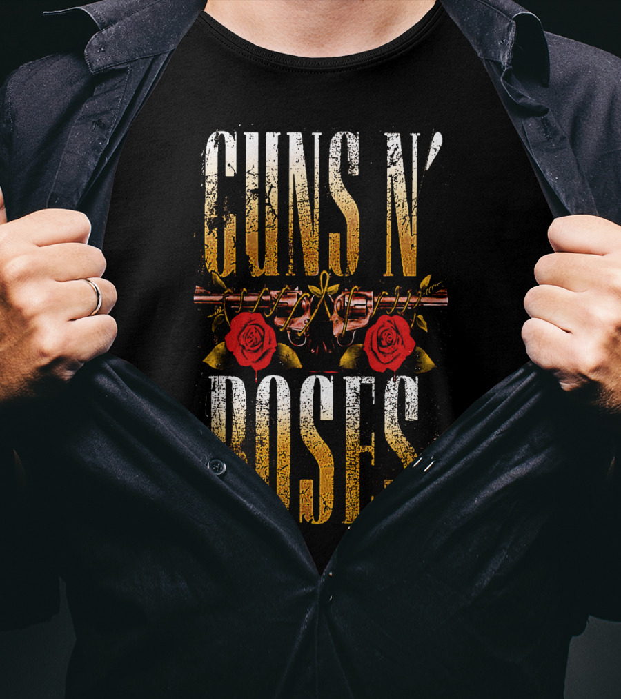 Guns N' Roses Dual Pistols With Red Roses T-Shirt