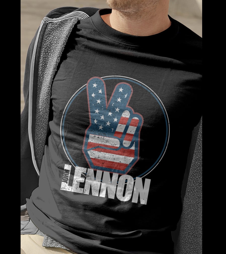 Jln John Lennon Peace Sign American Flag Style T-Shirt