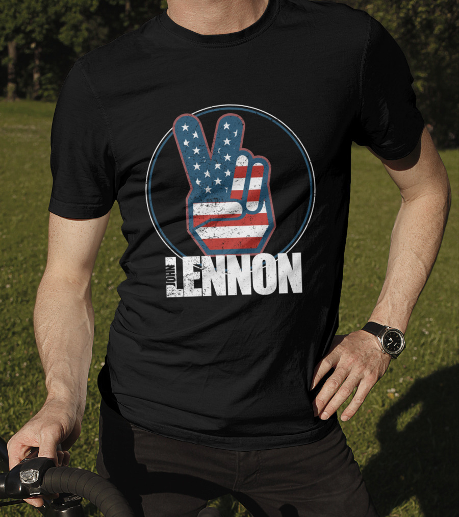 Jln John Lennon Peace Sign American Flag Style T-Shirt