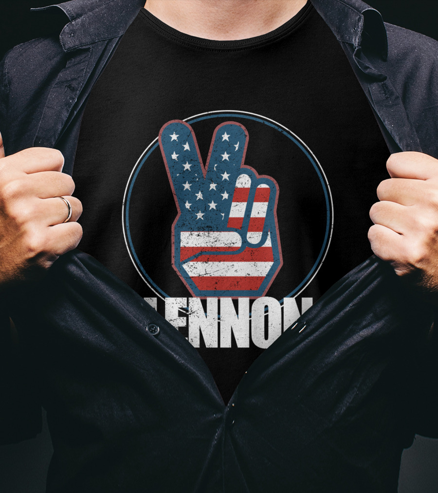 Jln John Lennon Peace Sign American Flag Style T-Shirt