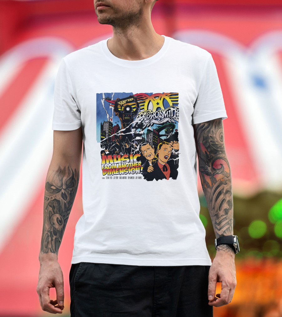 Aerosmith Music From Another Dimension Comic-Style Galactic Robot Skyline T-Shirt