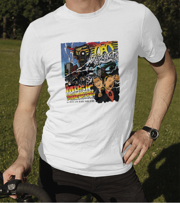 Aerosmith Music From Another Dimension Comic-Style Galactic Robot Skyline T-Shirt