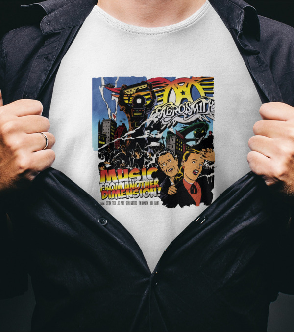 Aerosmith Music From Another Dimension Comic-Style Galactic Robot Skyline T-Shirt