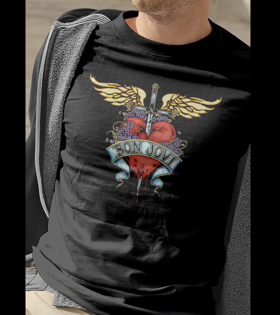 Bon Jovi Heart And Dagger Winged T-Shirt